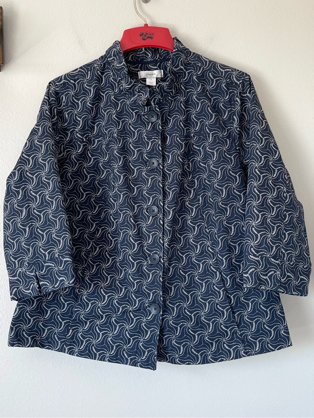 CJ Banks Breezy Outerwear Jacket - Mock Neck & Abstract Whimsy Pattern - Size 3X